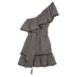 Zimmermann One-shoulder gingham mini dress